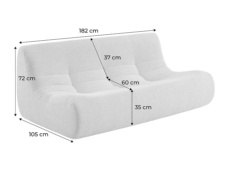 Poltrona in tessuto bouclé strutturato, 3 posti, terracotta