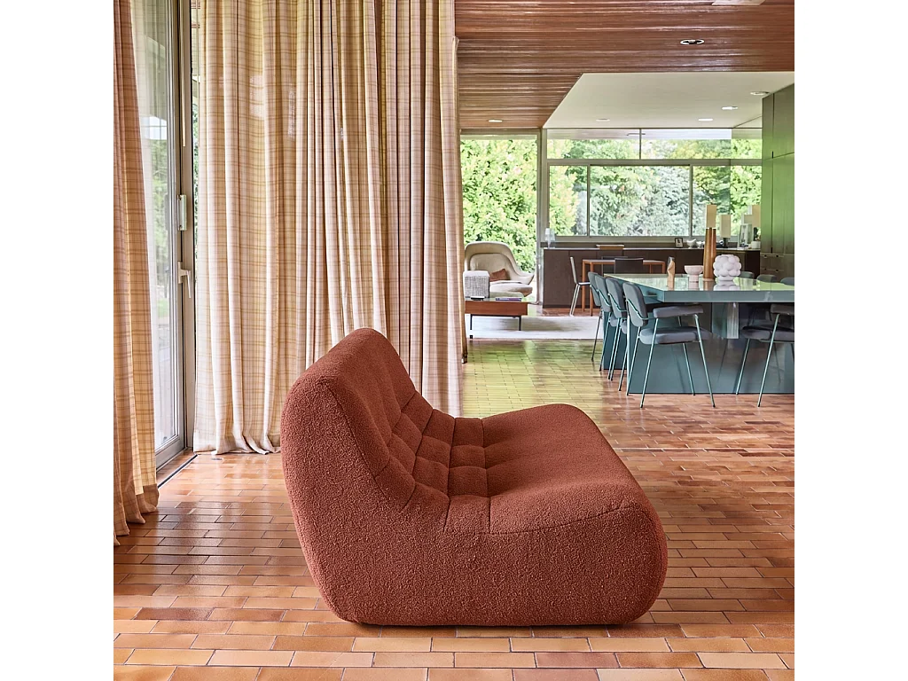 Poltrona in tessuto bouclé strutturato, 3 posti, terracotta