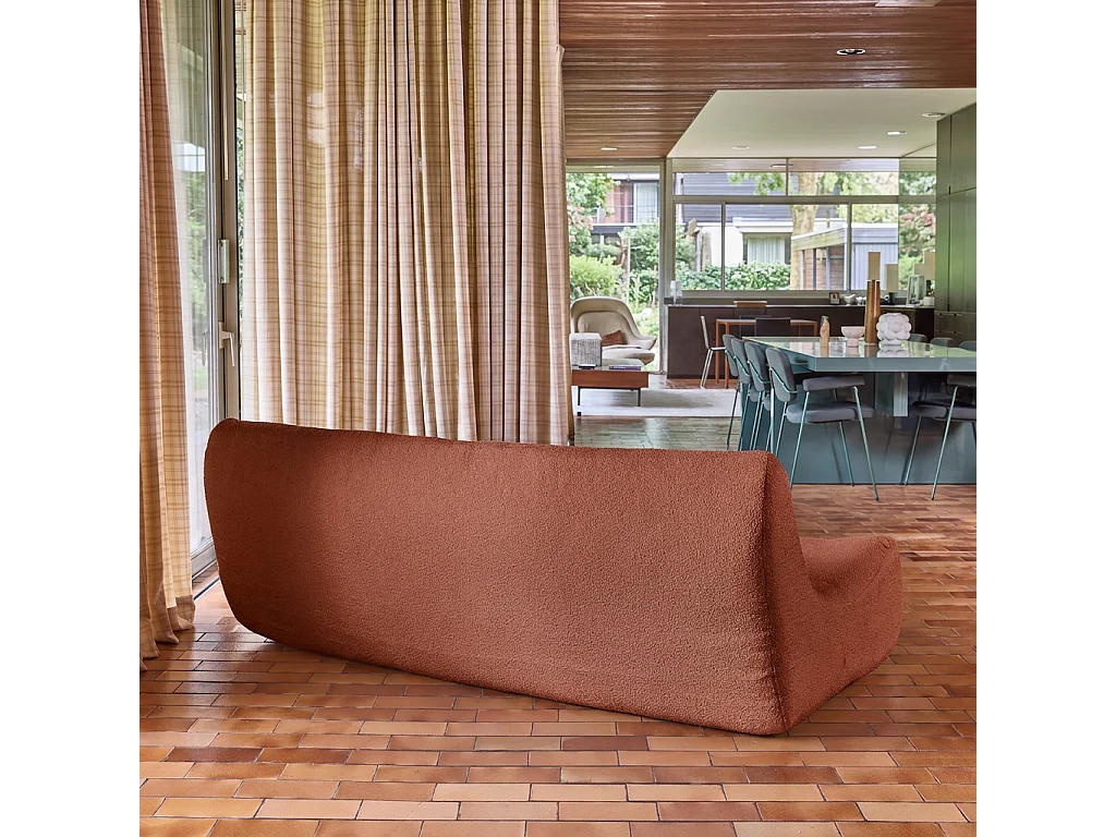 Poltrona in tessuto bouclé strutturato, 3 posti, terracotta