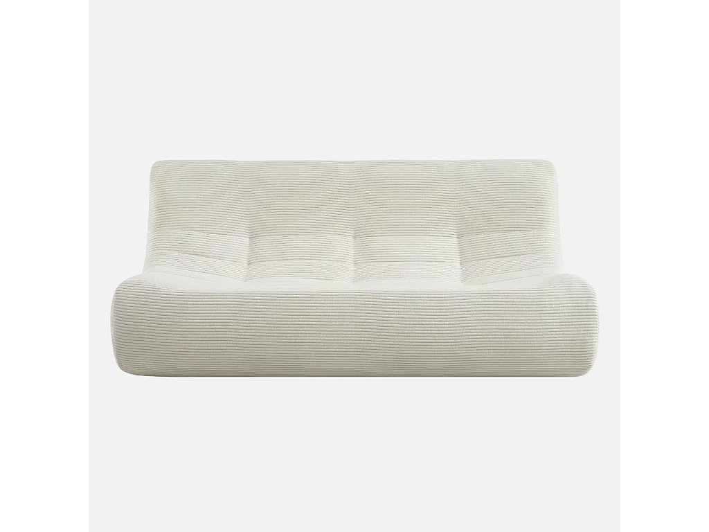 Poltrona in velluto a coste, 3 posti, crema