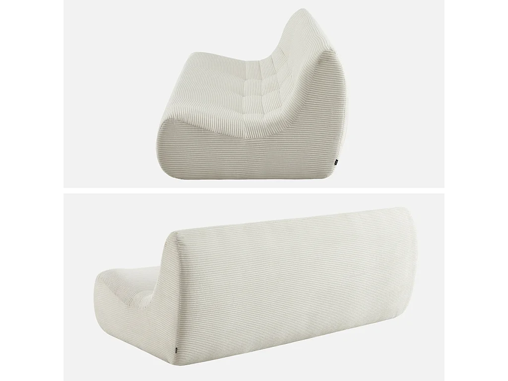 Poltrona in velluto a coste, 3 posti, crema