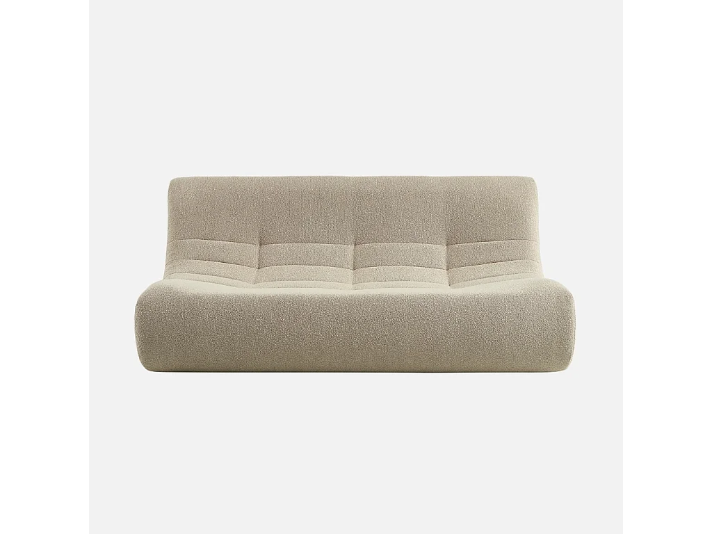 Poltrona in tessuto bouclé strutturato, 3 posti, beige