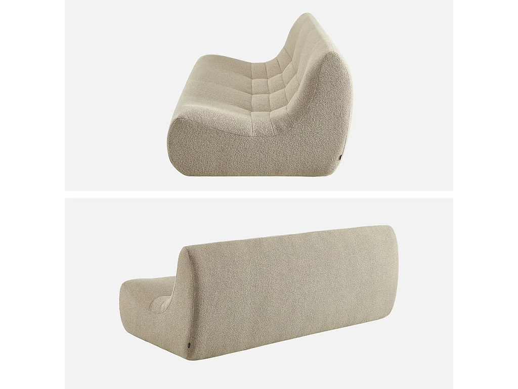 Poltrona in tessuto bouclé strutturato, 3 posti, beige