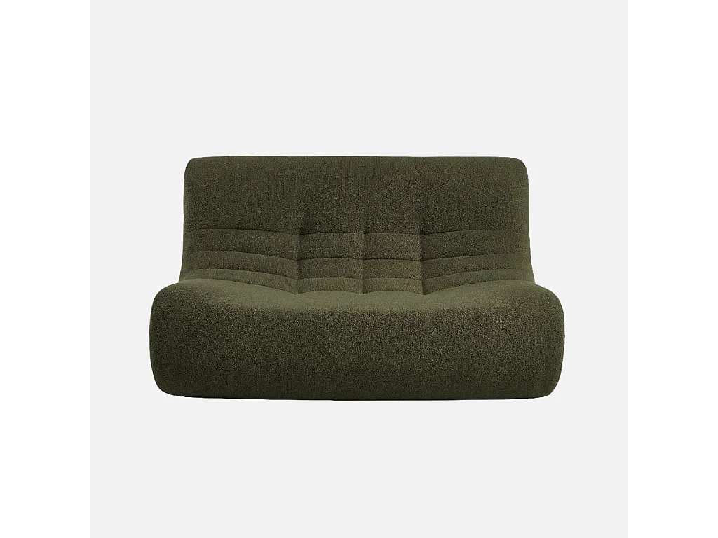 Poltrona bouclé testurizzata, 2 posti, verde kaki