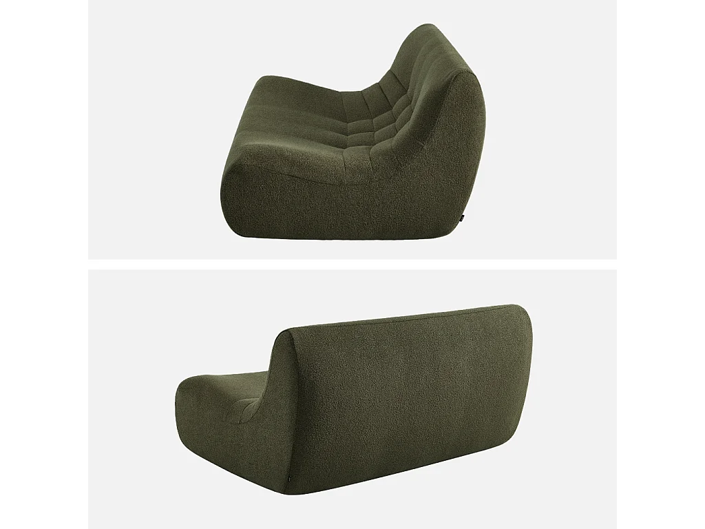 Poltrona bouclé testurizzata, 2 posti, verde kaki