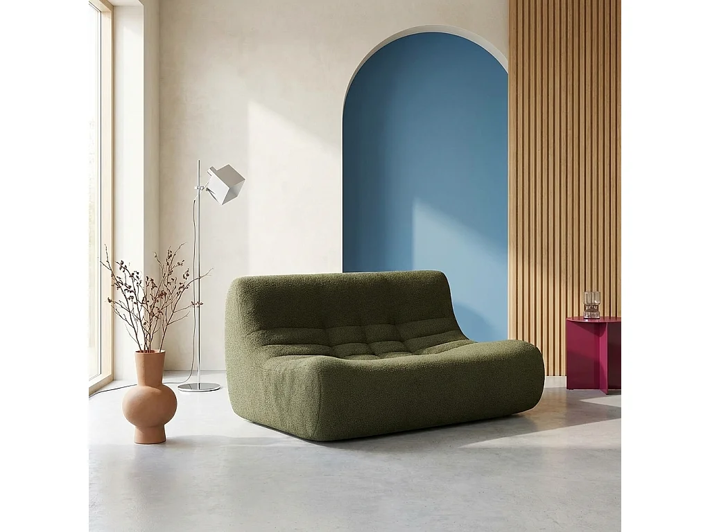 Poltrona bouclé testurizzata, 2 posti, verde kaki