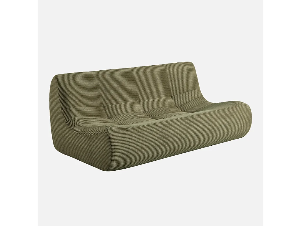 Poltrona in velluto a coste, 3 posti, verde kaki
