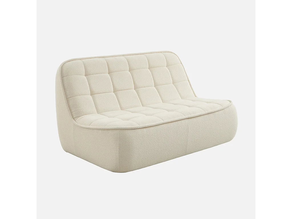 Poltrona in bouclé testurizzato, 2 posti, bianco sporco