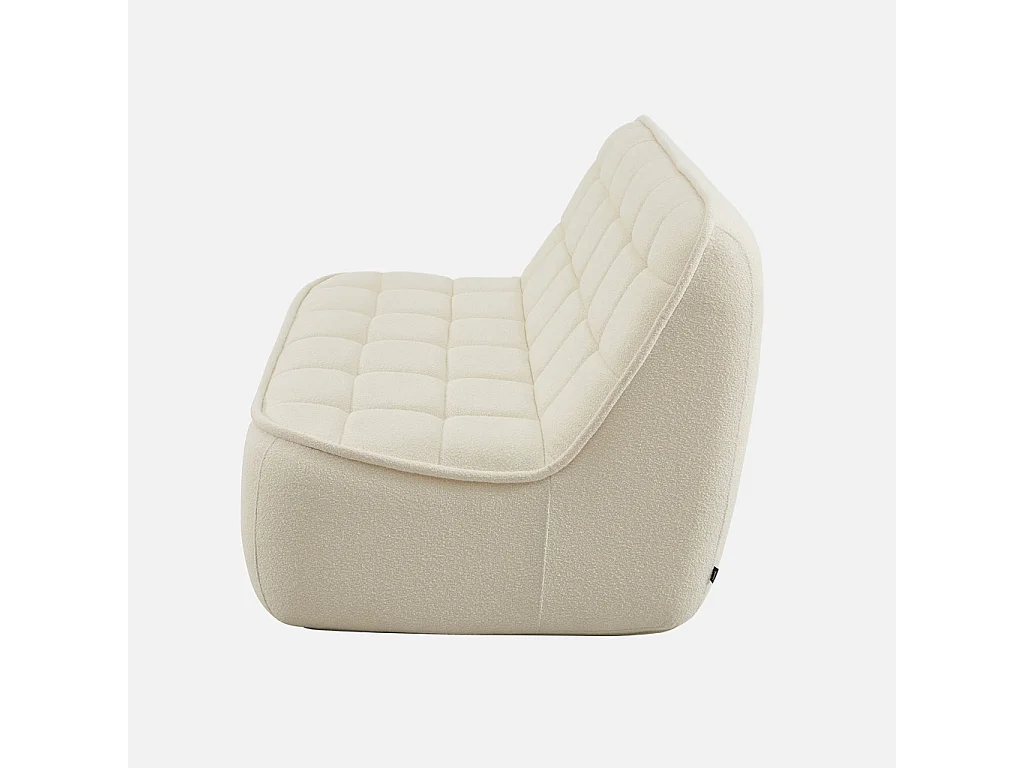 Poltrona in bouclé testurizzato, 2 posti, bianco sporco