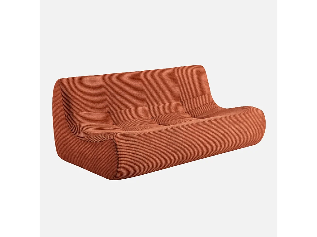 Poltrona in velluto a coste, 3 posti, terracotta