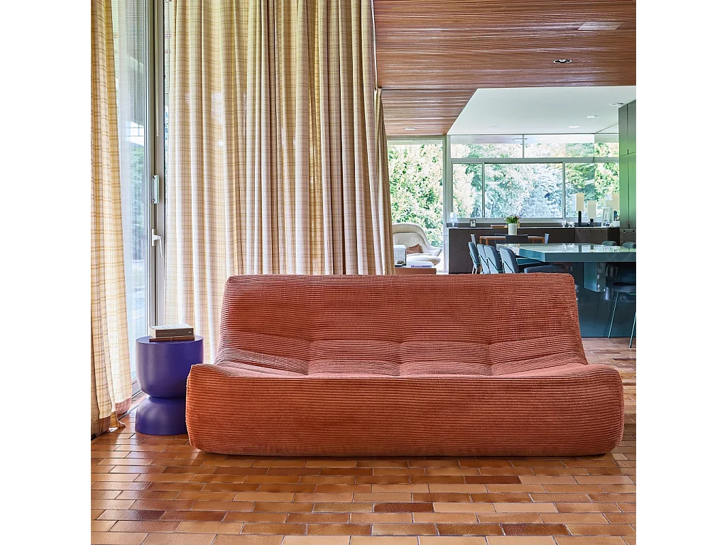 Poltrona in velluto a coste, 3 posti, terracotta