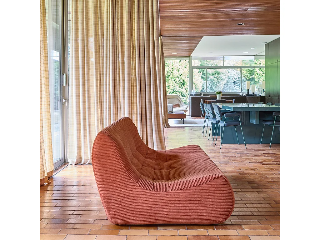 Poltrona in velluto a coste, 3 posti, terracotta