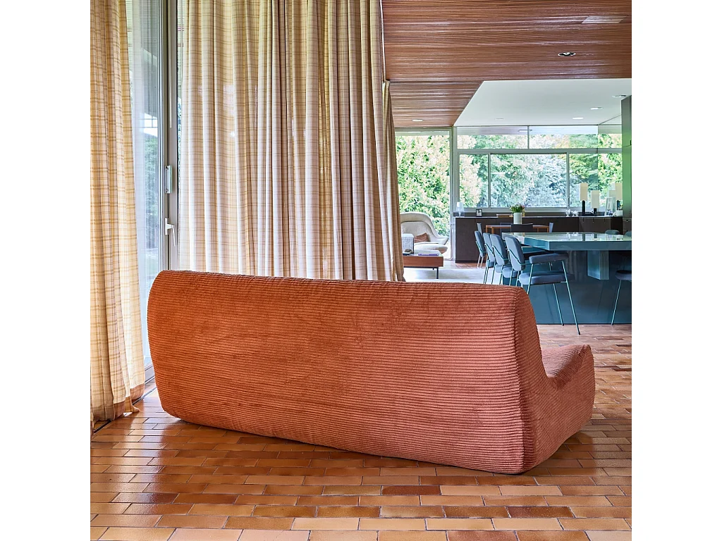 Poltrona in velluto a coste, 3 posti, terracotta