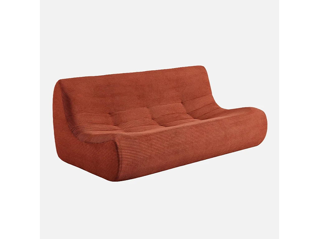Poltrona in velluto a coste, 3 posti, terracotta