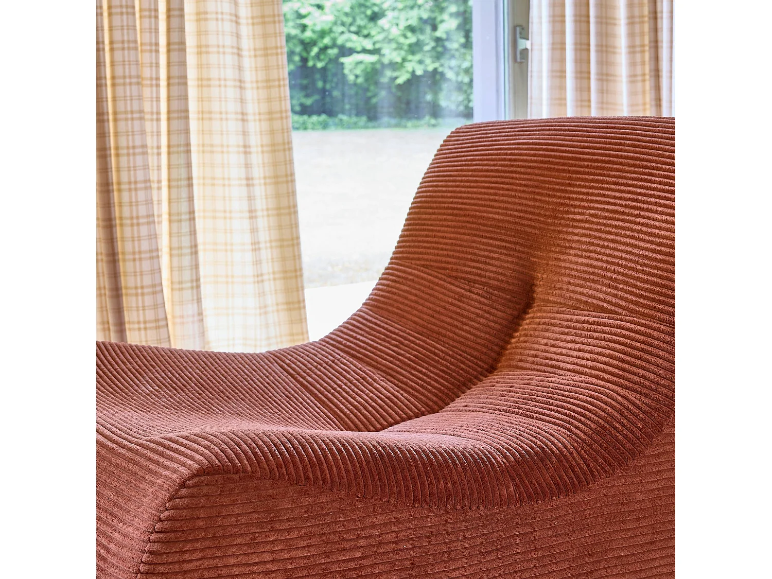 Poltrona in velluto a coste, 3 posti, terracotta