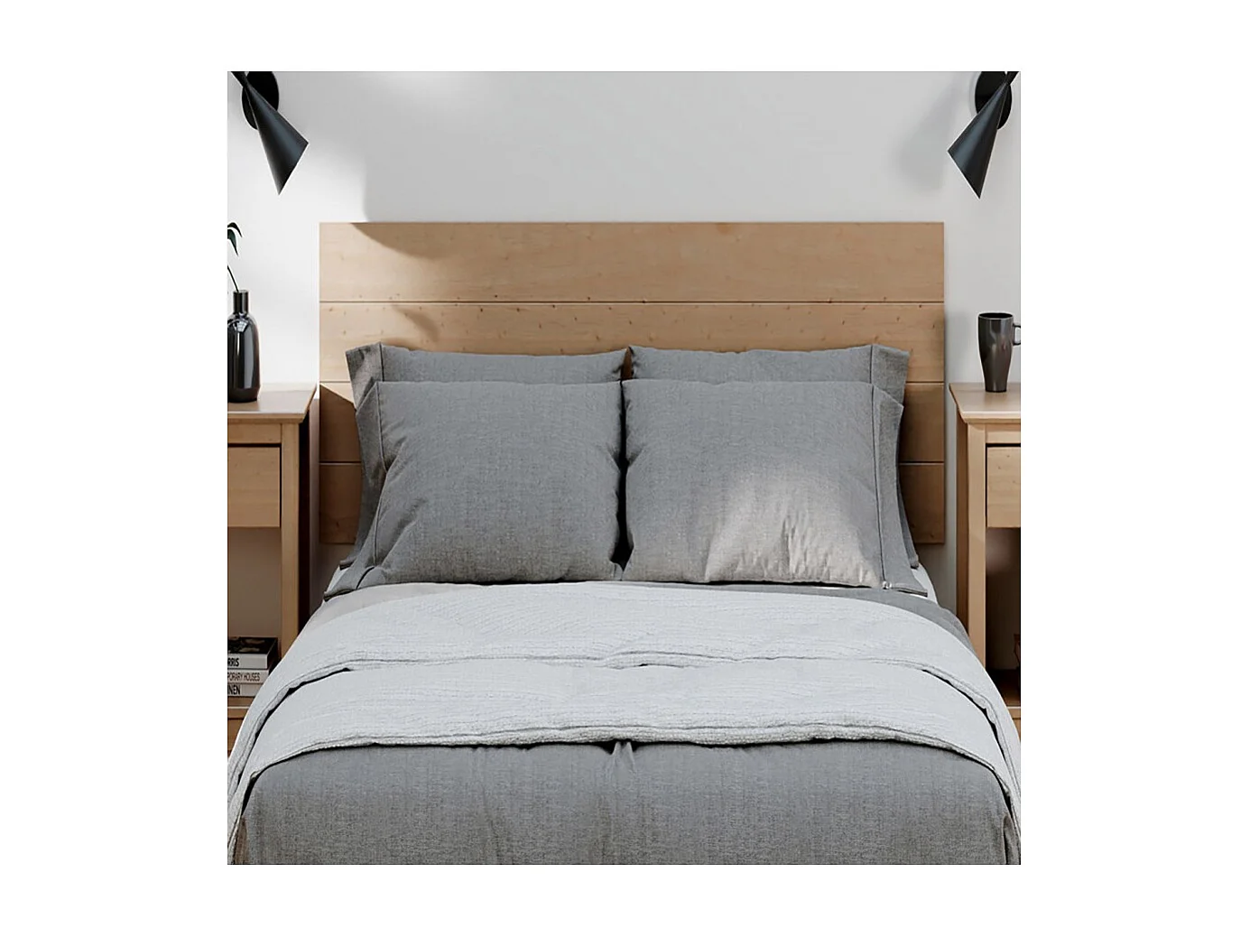 Tête de lit en pin massif coloris Miel - Longueur 155 x Hauteur 45 cm