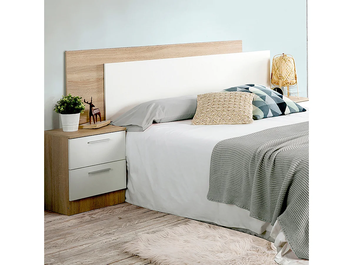 Tête de lit coloris chêne et blanc - Longueur 185 x Hauteur 50 x Profondeur 3 cm