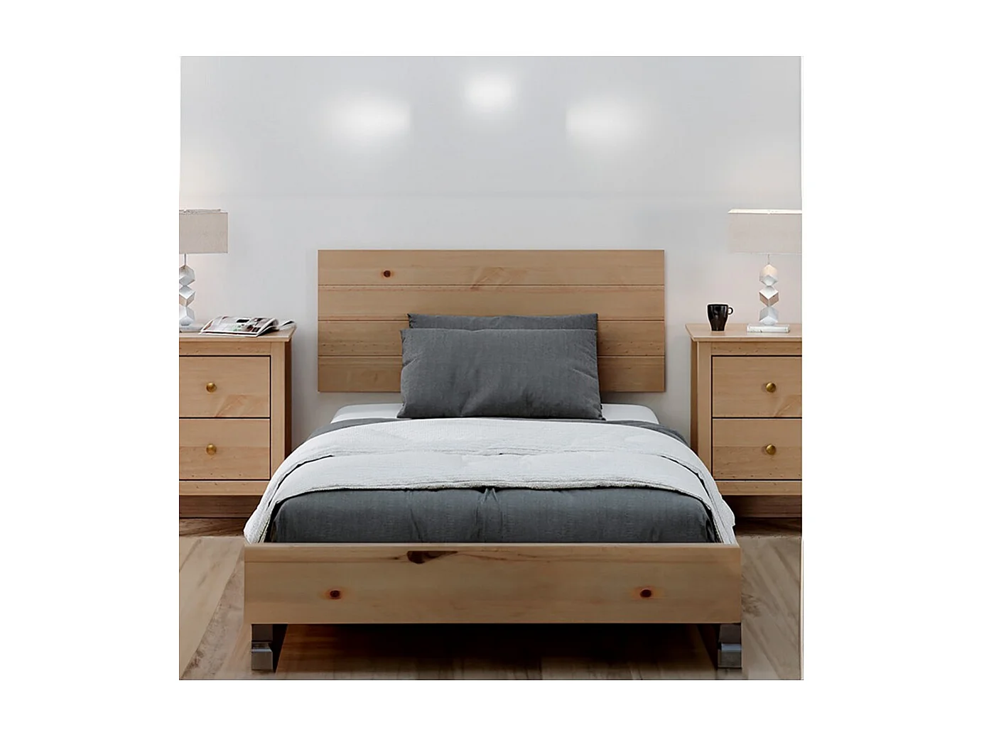 Tête de lit en pin massif pour lits de 90 et 105 cm couleur miel - Longueur 110 x Hauteur 45 cm