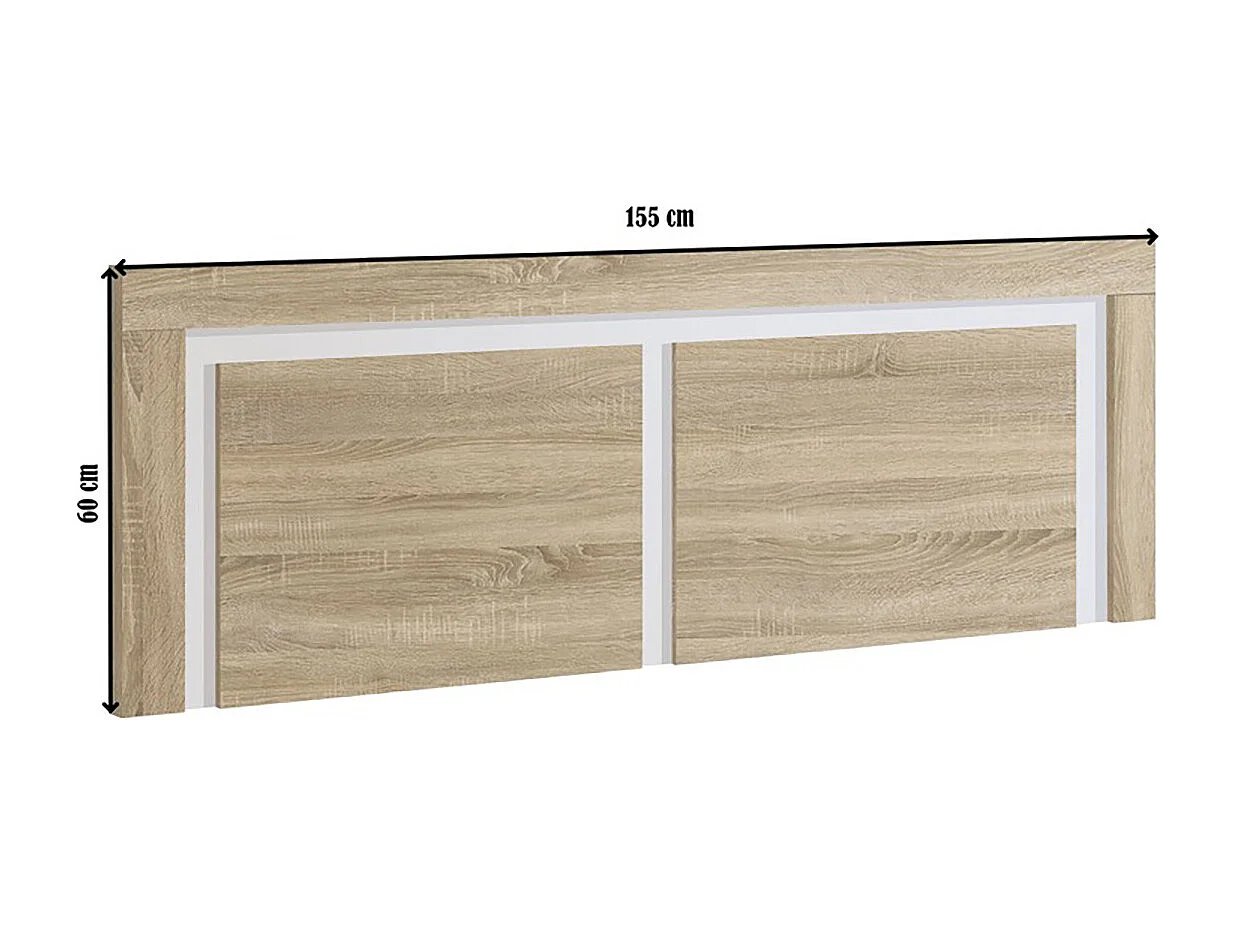 Tête de lit coloris chêne/blanc - Longueur 155 cm x Hauteur 60 x Profondeur 3 cm