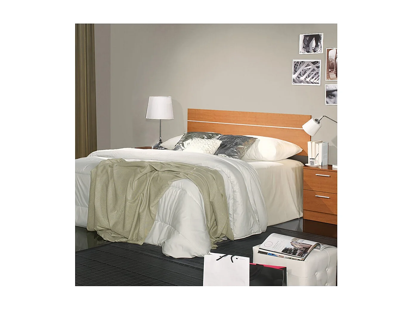 Tête de lit pour lit de 135 et 150 cm coloris Cerisier - Longueur 158 x Hauteur 40 x Profondeur 1,5 cm