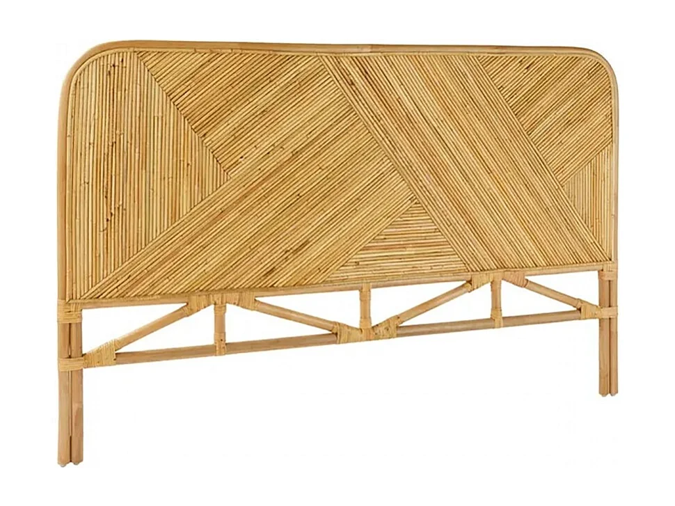 Tête de lit en rotin naturel avec motifs géométriques - Longueur 160 x Profondeur 3,5 x Hauteur 103 cm