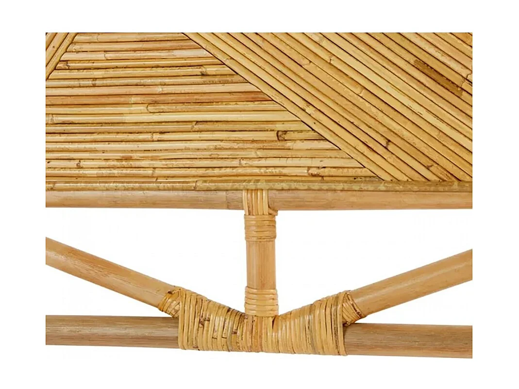 Tête de lit en rotin naturel avec motifs géométriques - Longueur 160 x Profondeur 3,5 x Hauteur 103 cm