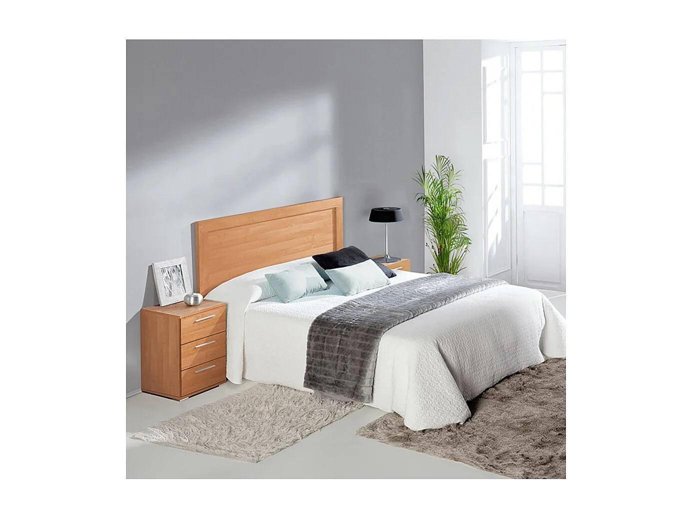 Tête de lit pour lits de 135 et 150 cm avec moulure couleur cerisier - Longueur 155 x Hauteur 60 x Profondeur 3 cm