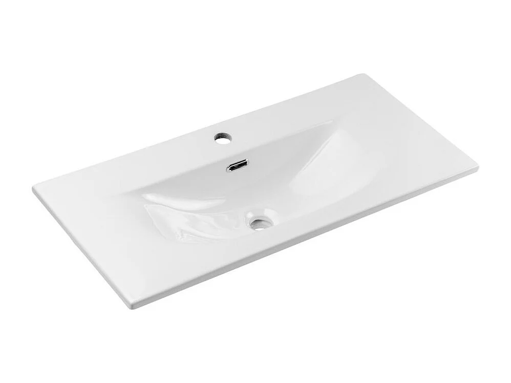 Ensemble de salle de bain suspendu VANO blanc 80cm : meuble sous vasque à placards rainuré + vasque encastrée blanche