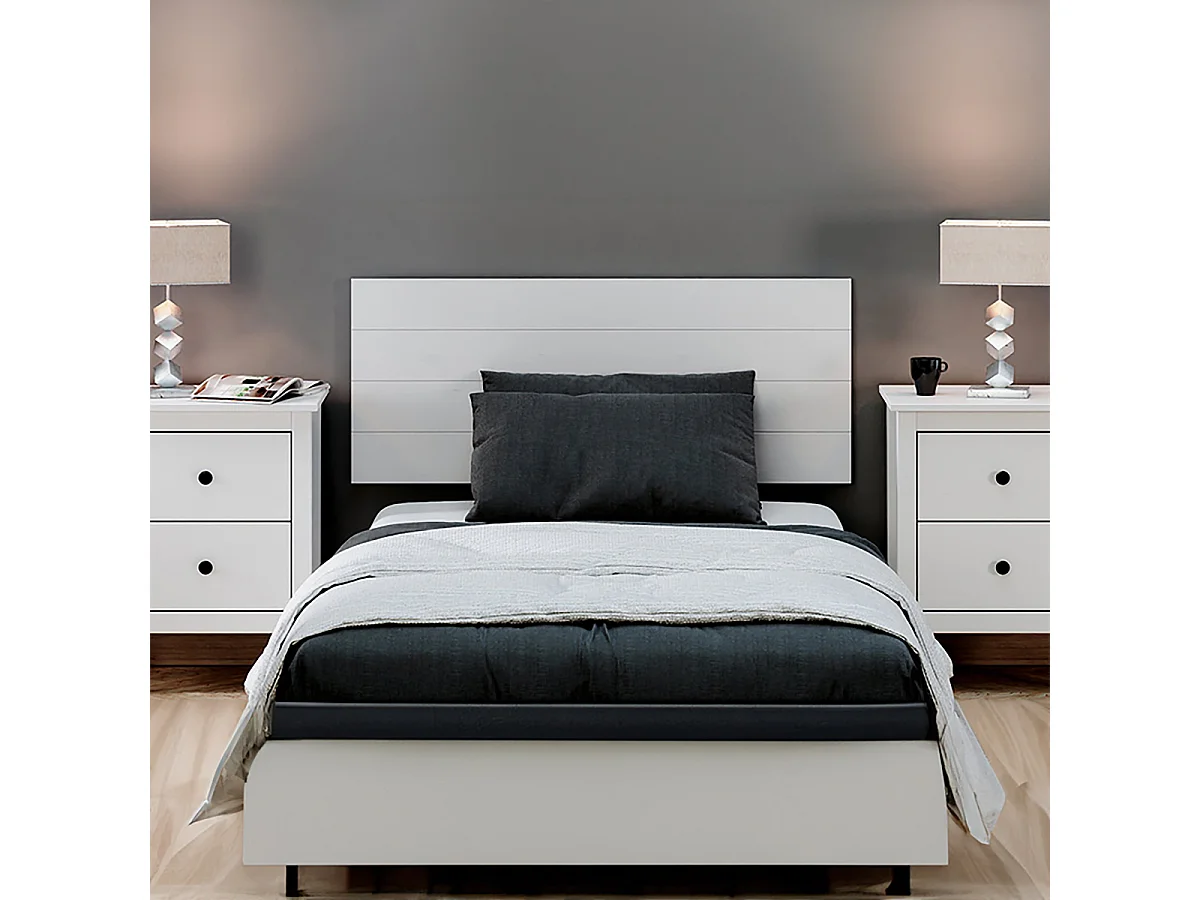 Tête de lit en pin massif pour lits de 90 et 105 cm coloris Blanc - Longueur 110 x Hauteur 45 cm