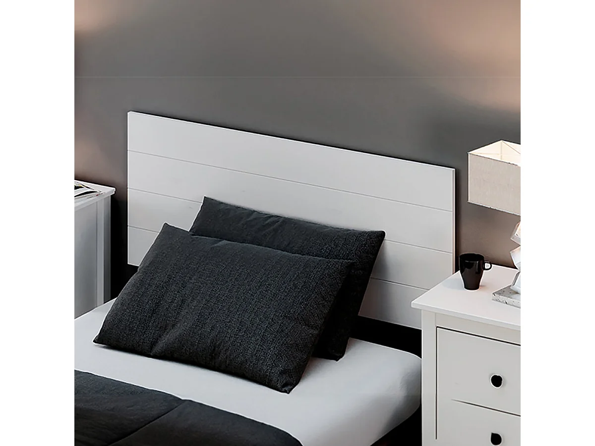 Tête de lit en pin massif pour lits de 90 et 105 cm coloris Blanc - Longueur 110 x Hauteur 45 cm