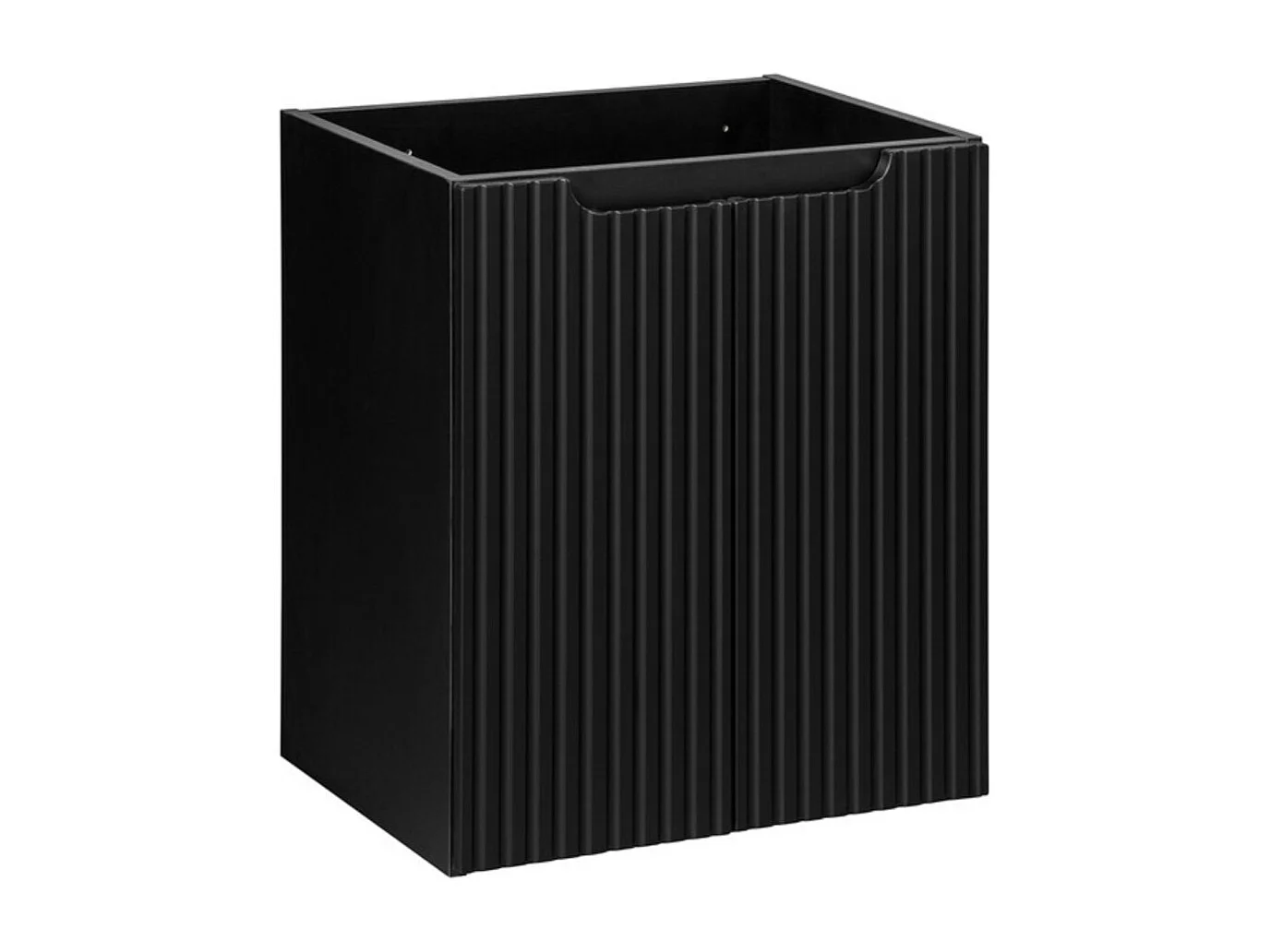 Ensemble de salle de bain VANO 50cm : meuble sous vasque à placards rainuré verticalement + vasque encastrée blanche