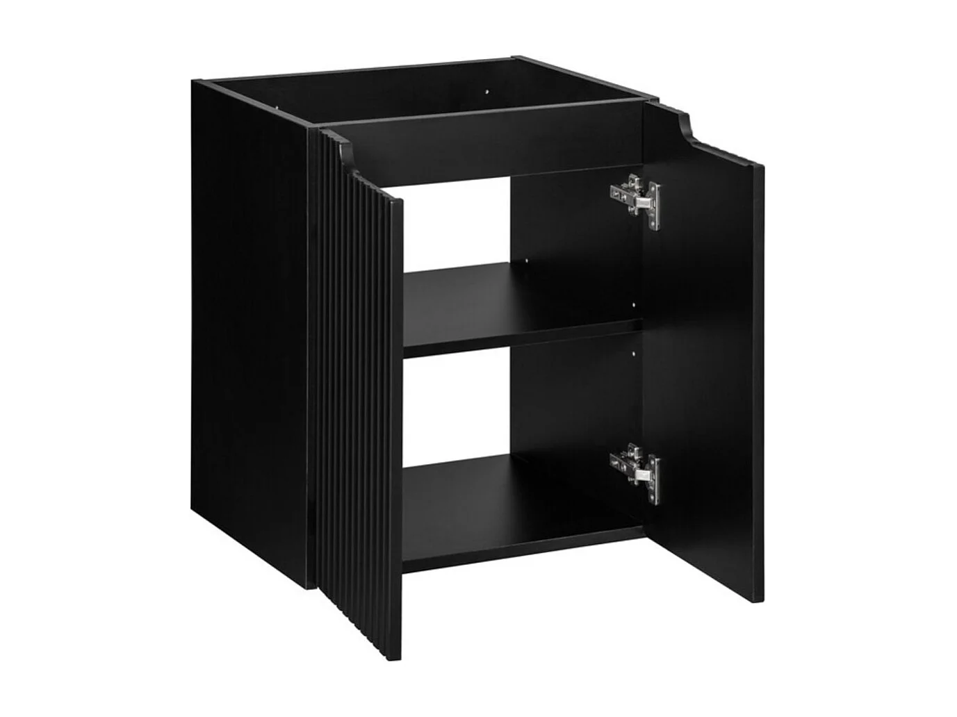 Ensemble de salle de bain VANO 50cm : meuble sous vasque à placards rainuré verticalement + vasque encastrée blanche