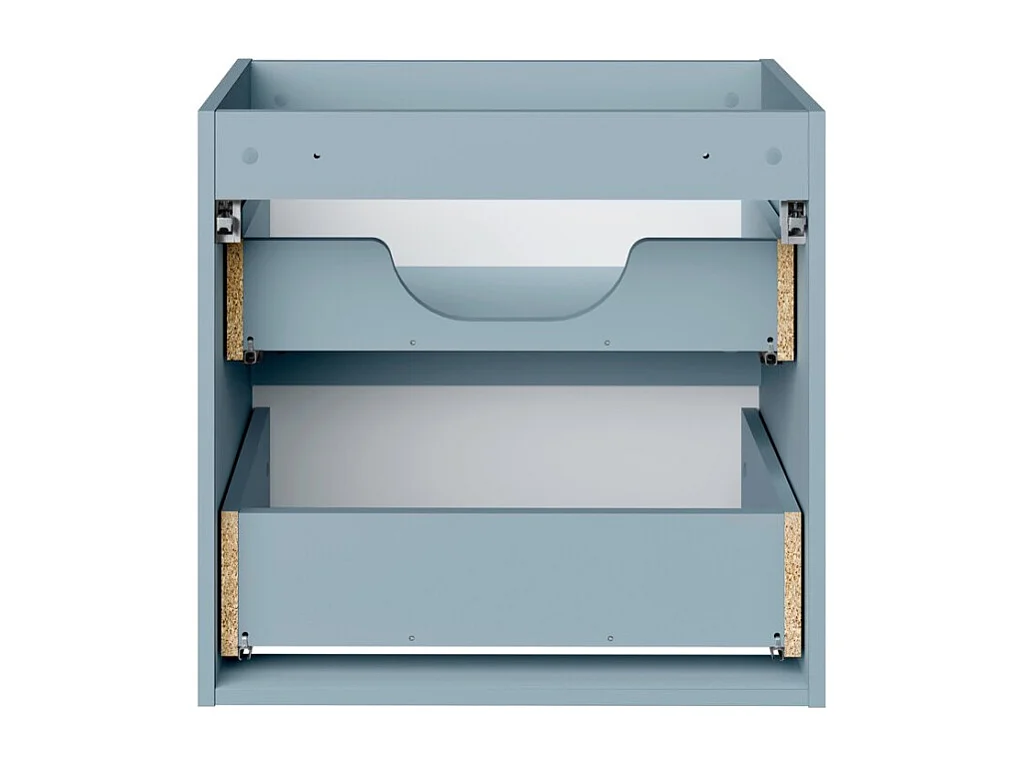 Meuble sous vasque VANO 60 cm bleu denim suspendu avec 2 tiroirs