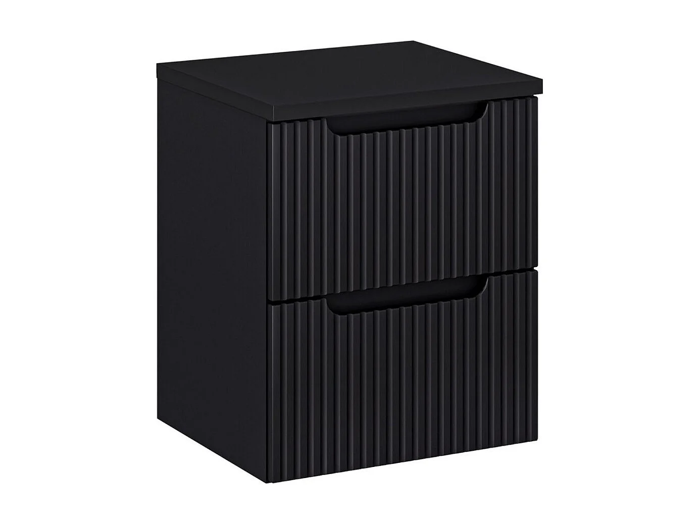 Ensemble de salle de bain suspendu VANO 50cm : meuble sous vasque à tiroirs rainuré noir + plan pour vasque noir mat