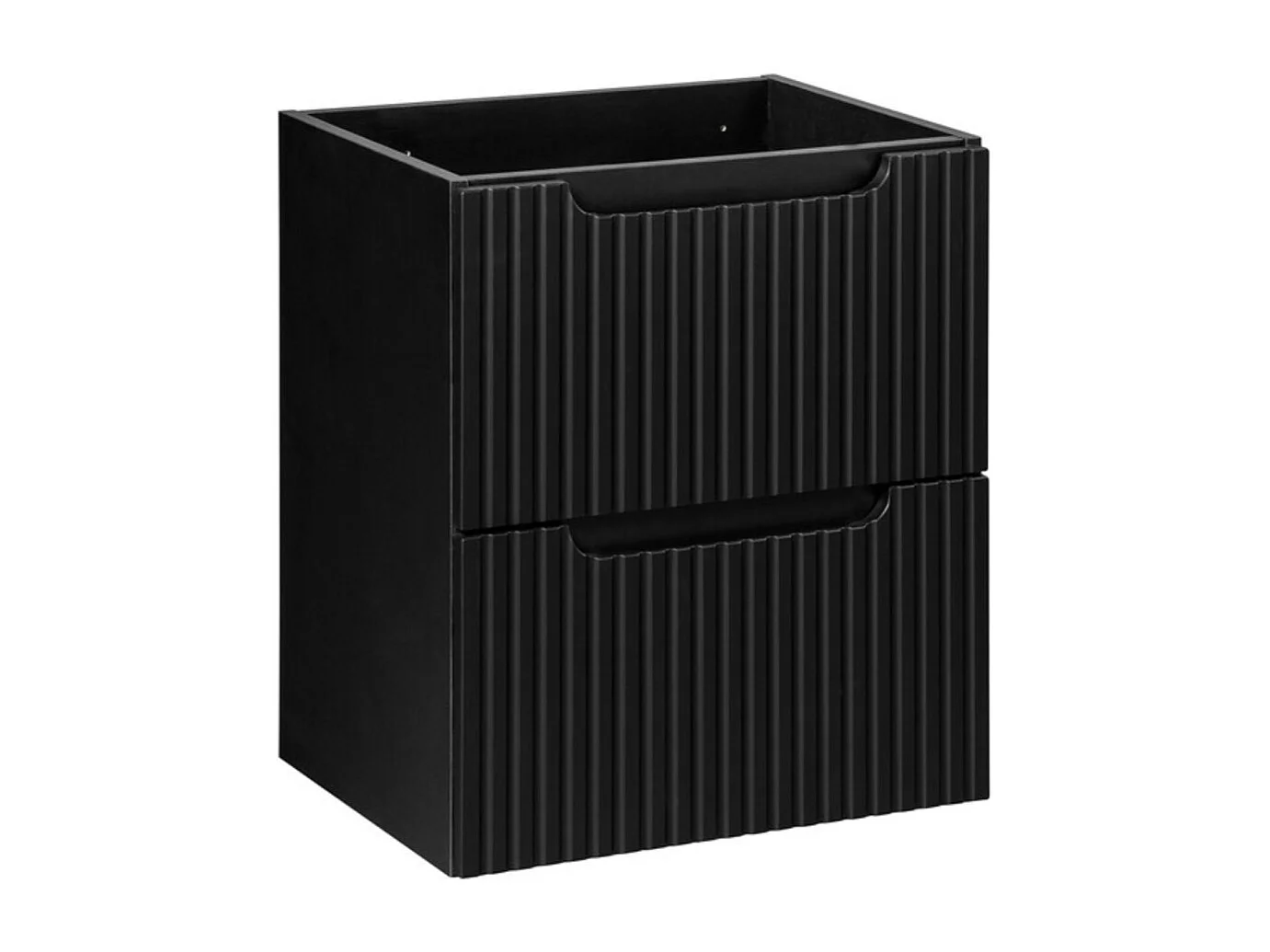 Ensemble de salle de bain suspendu VANO 50cm : meuble sous vasque à tiroirs rainuré noir + plan pour vasque noir mat