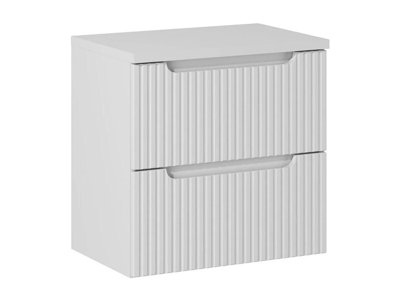 Ensemble de salle de bain suspendu VANO blanc 60cm : meuble sous vasque à tiroirs rainuré + plan pour vasque blanc