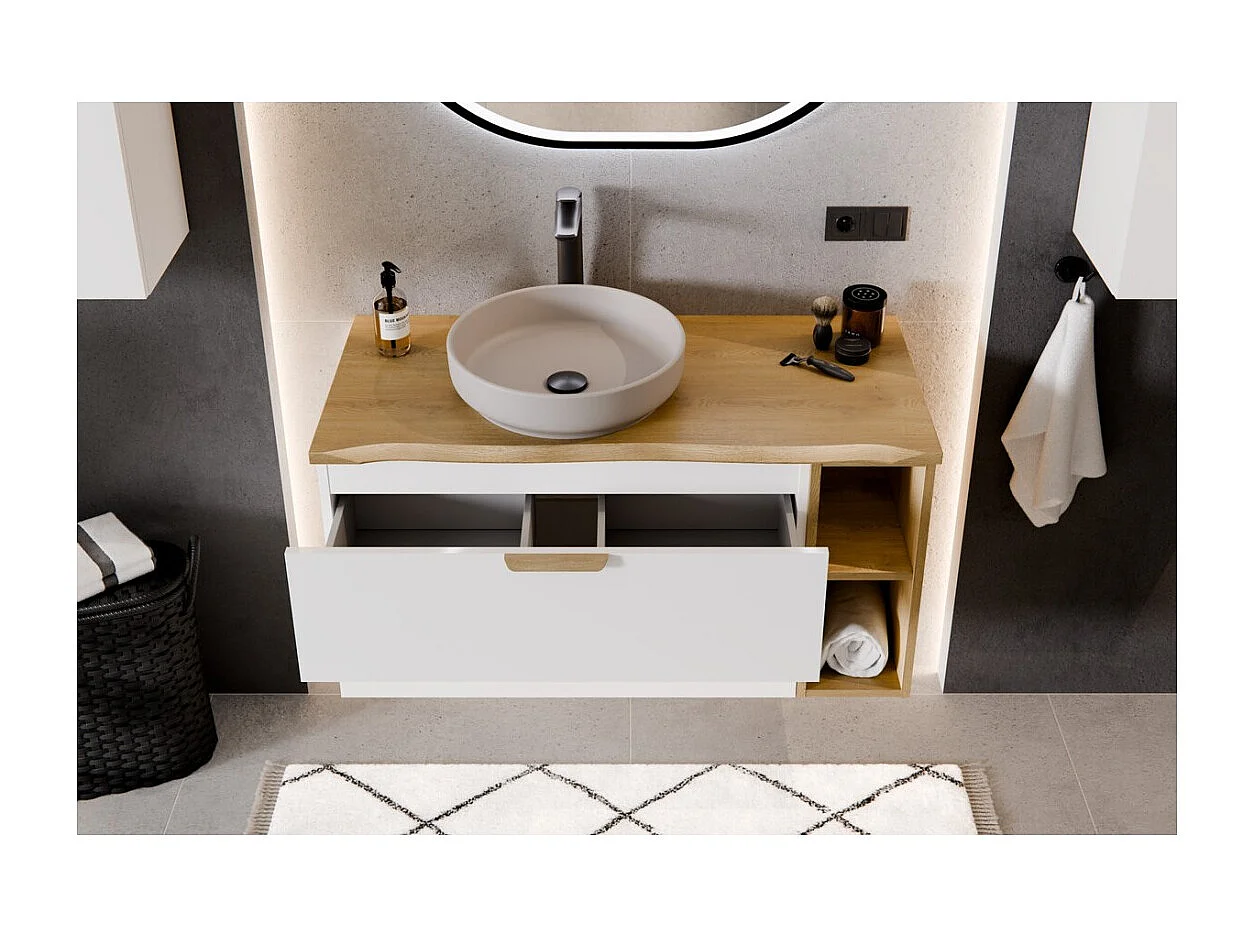 Mobile sottolavabo OSTER 80 cm bianco opaco sospeso con 2 cassetti
