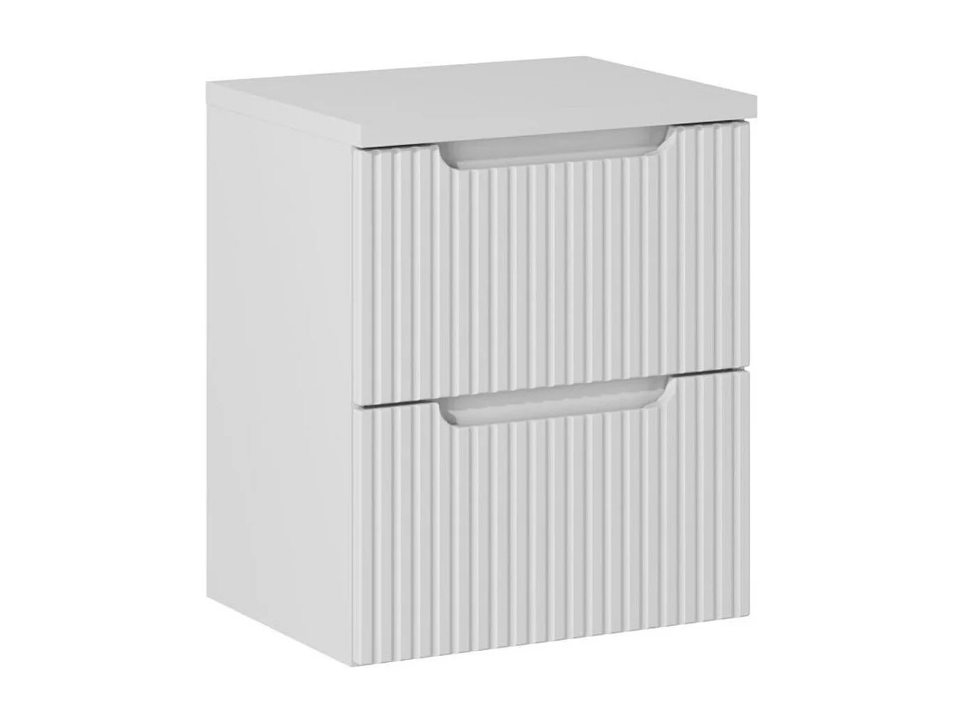 Ensemble de salle de bain VANO blanc 50cm : meuble sous vasque à tiroirs rainuré + plan pour vasque blanc alpin