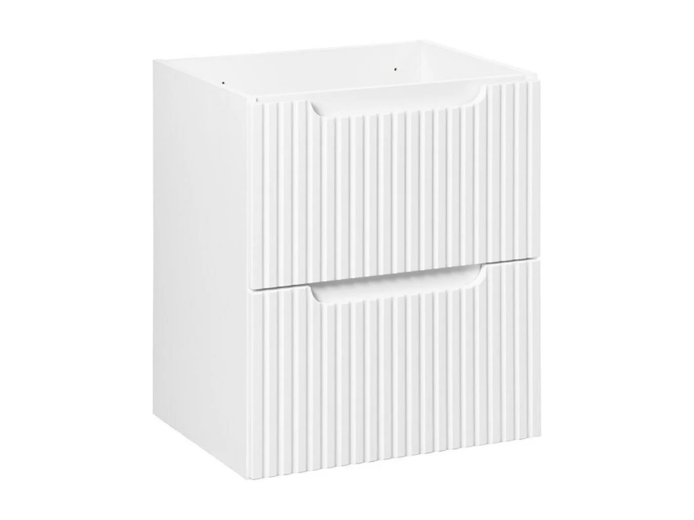 Ensemble de salle de bain VANO blanc 50cm : meuble sous vasque à tiroirs rainuré + plan pour vasque blanc alpin