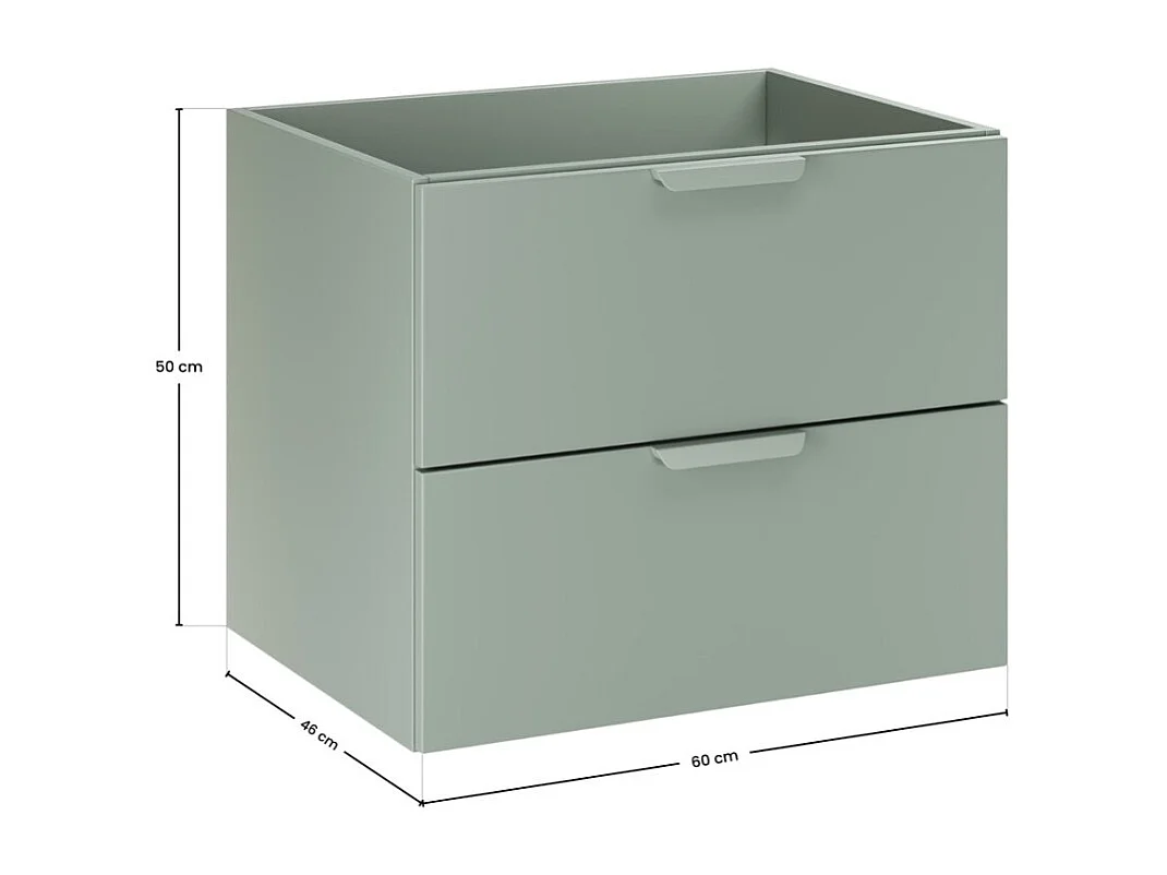 Meuble sous vasque OSTER 60 cm vert sauge suspendu avec 2 tiroirs