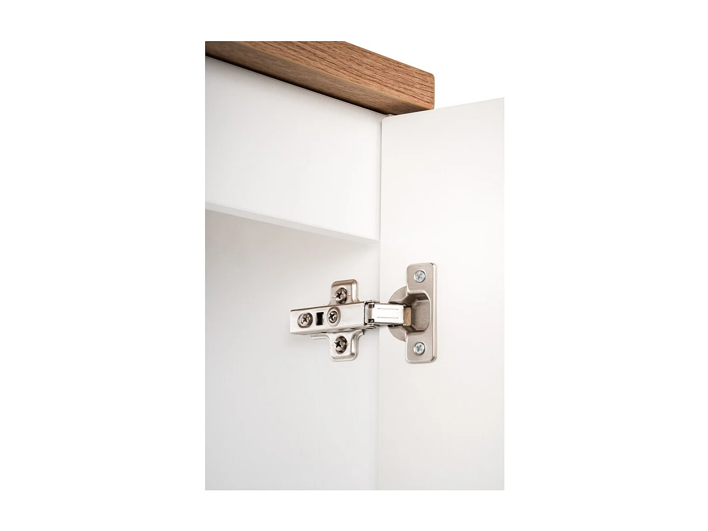 Ensemble de salle de bain VANO blanc 50cm : meuble sous vasque à placards rainuré + plan pour vasque aspect chêne clair