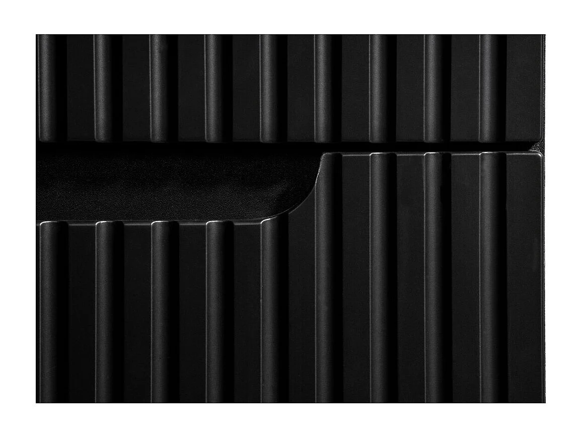 Ensemble VANO 80cm : meuble sous vasque à tiroirs + plan pour vasque noir mat + vasque à poser rainurée blanche