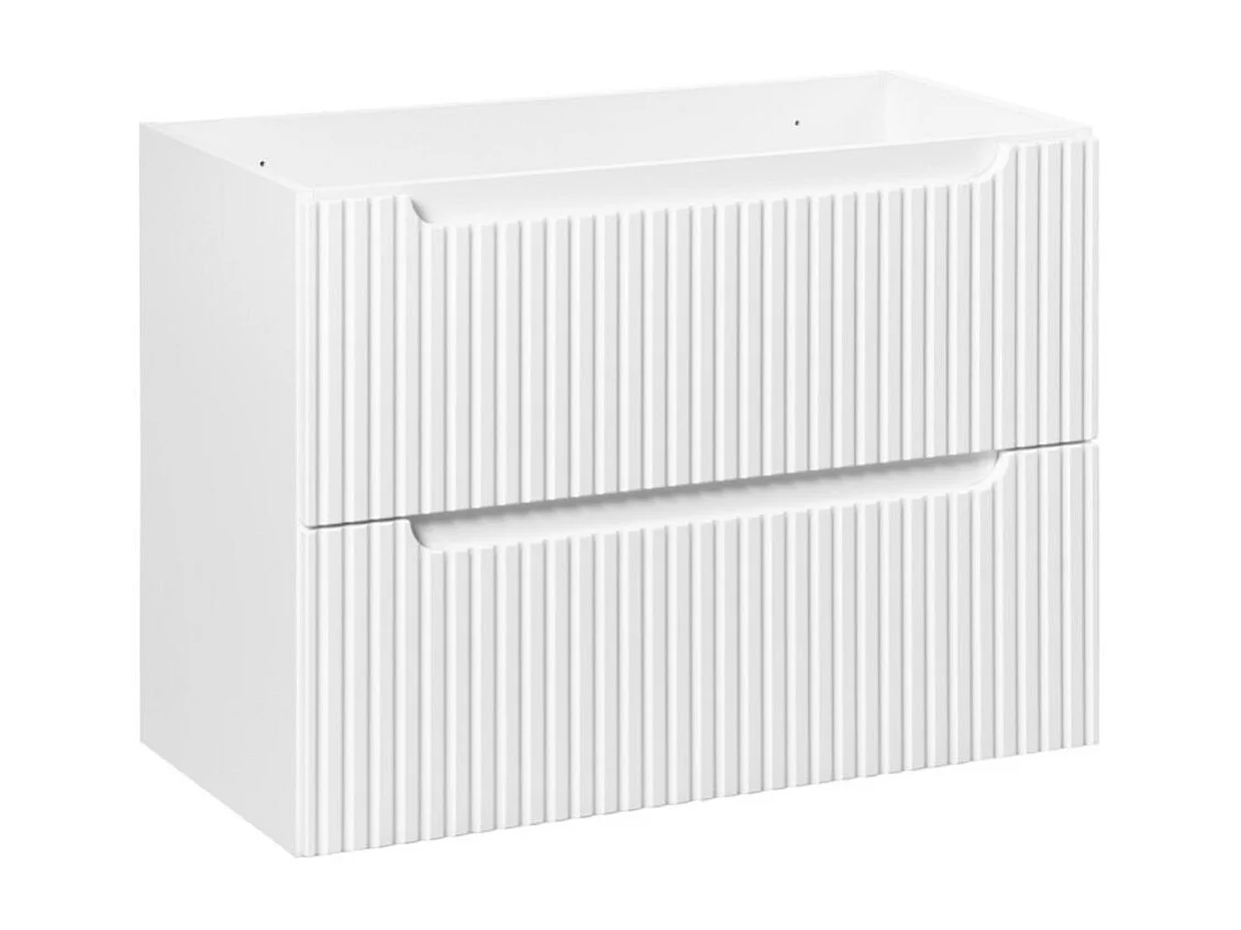 Ensemble de salle de bain suspendu VANO blanc 80cm : meuble sous vasque à tiroirs rainuré + vasque encastrée blanche