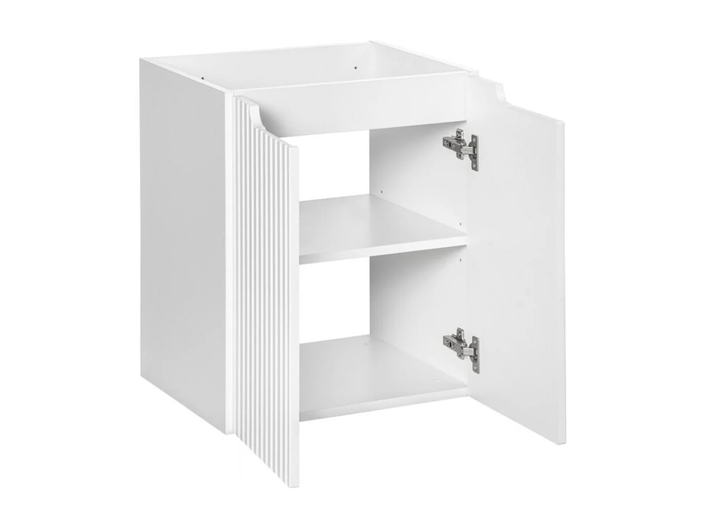 Ensemble de salle de bain VANO blanc 50cm : meuble sous vasque à placards + plan pour vasque + vasque à poser rectangulaire
