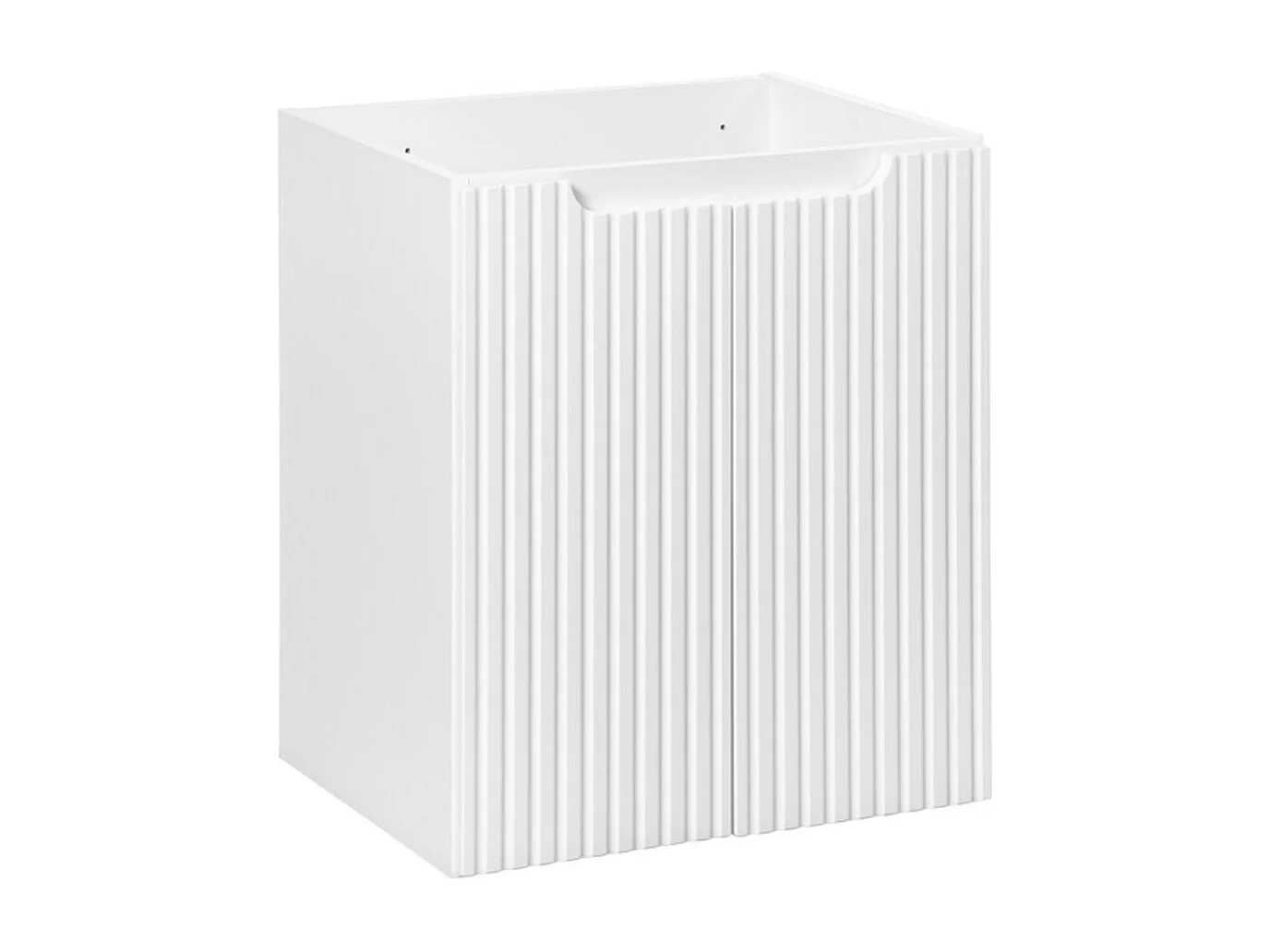 Ensemble de salle de bain suspendu VANO blanc 50cm : meuble sous vasque à placards rainuré + vasque encastrée blanche