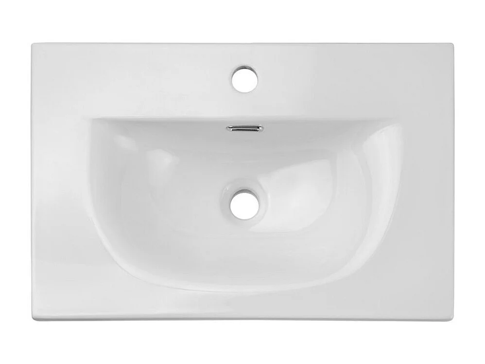 Ensemble de salle de bain VANO 60cm : meuble sous vasque à tiroirs rainuré verticalement + vasque encastrée blanche