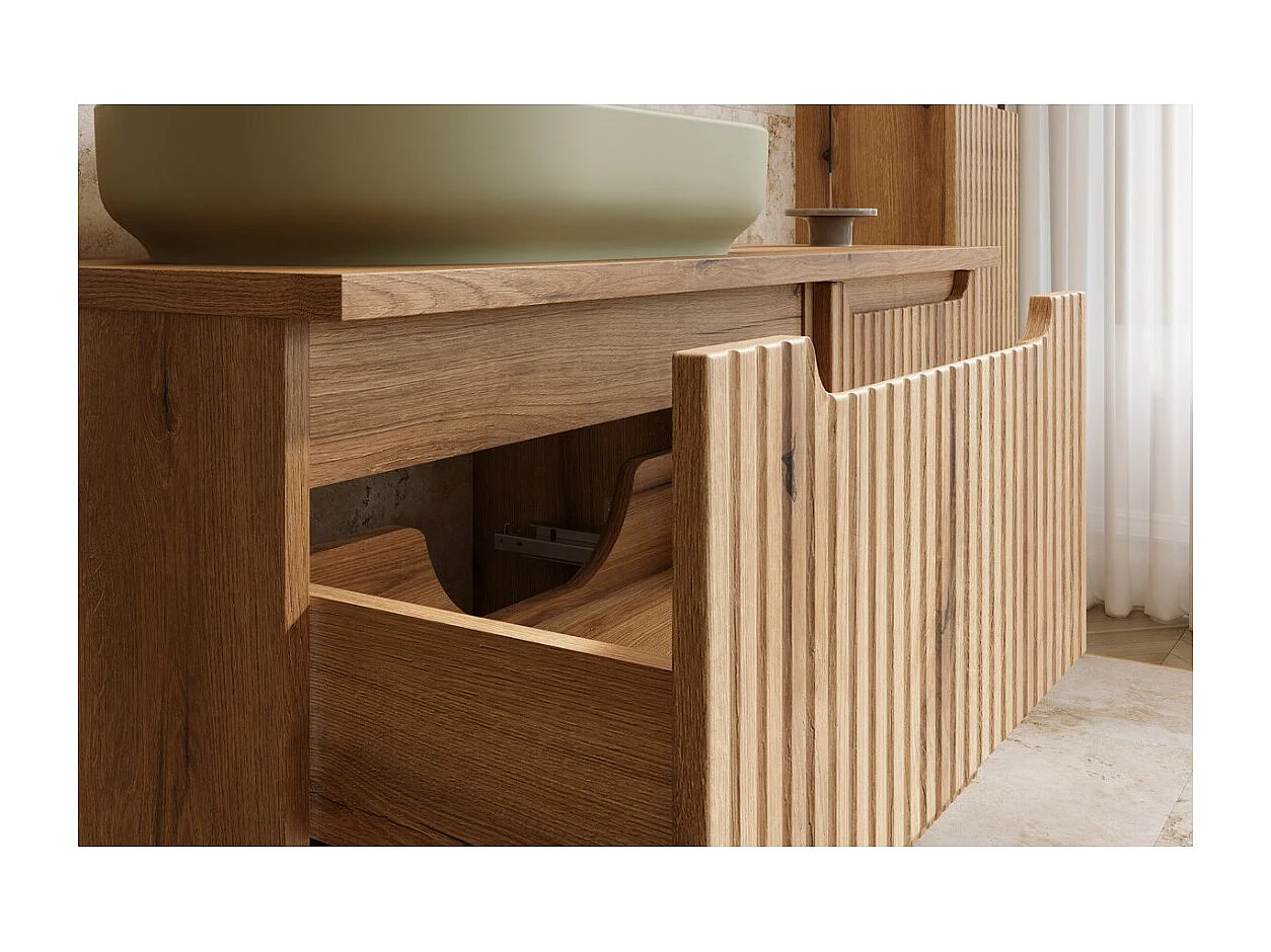 Meuble sous vasque VANO 80 cm chêne suspendu avec 2 tiroirs