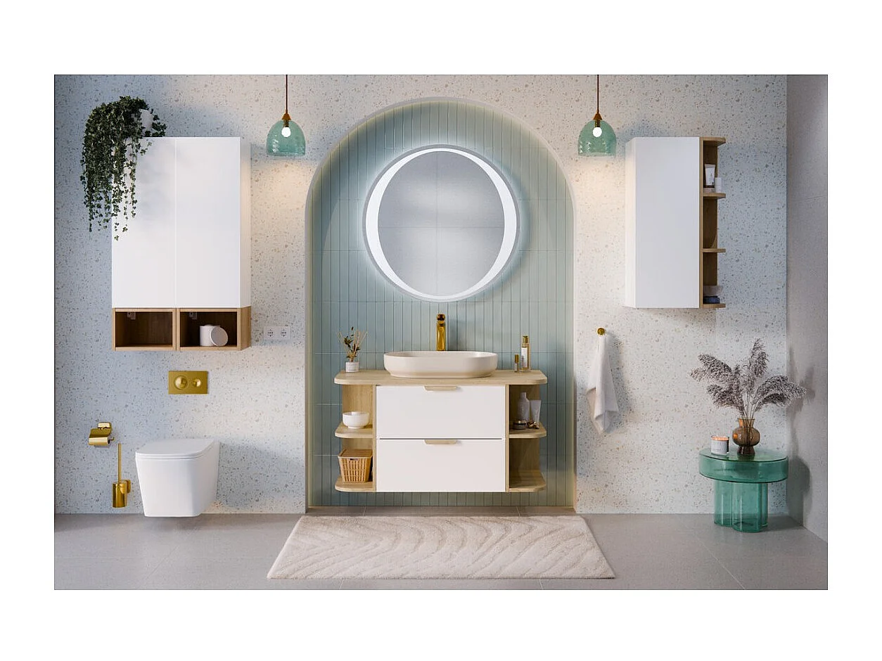 Meuble sous vasque OSTER 60 cm blanc mat suspendu avec 2 tiroirs