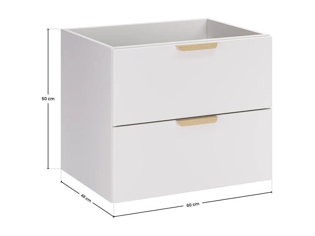 Meuble sous vasque OSTER 60 cm blanc mat suspendu avec 2 tiroirs