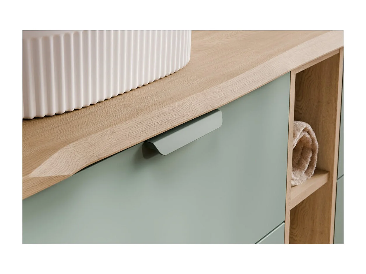 Meubel onder wastafel OSTER 80 cm saliegroen hangend met 2 laden